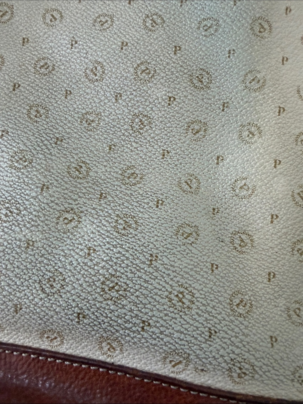 Vintage Pollini Cream and Brown Crossbody Drawstring Tote - Picture 3 of 10